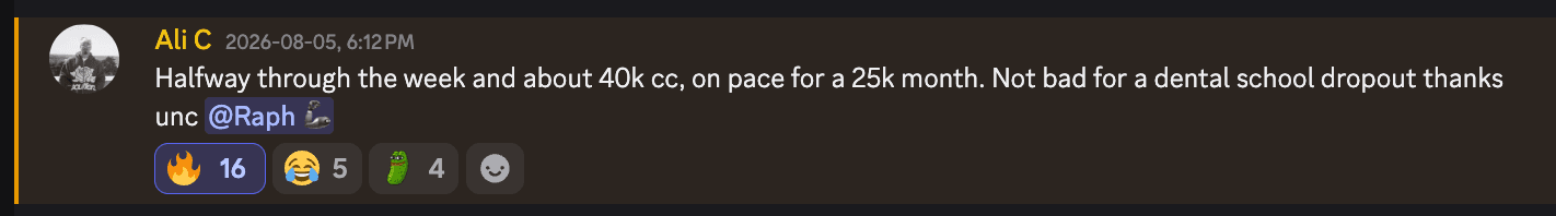 Discord message from Ali C tagging Raph